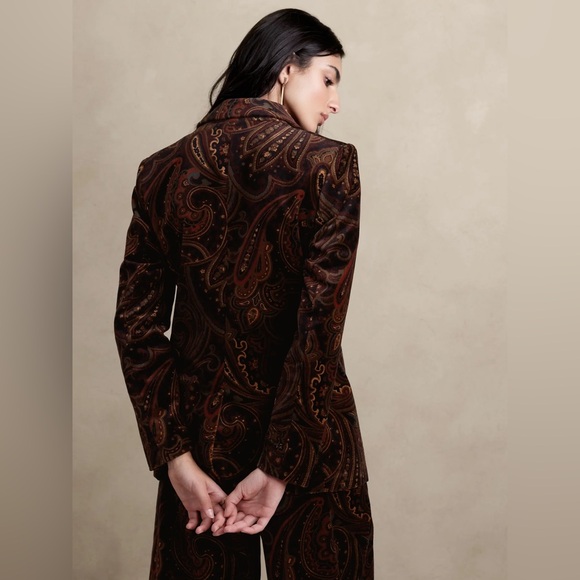 NWT! Banana Republic Paisley Veluro Oversized Velvet Blazer - 4 TALL - Picture 3 of 3